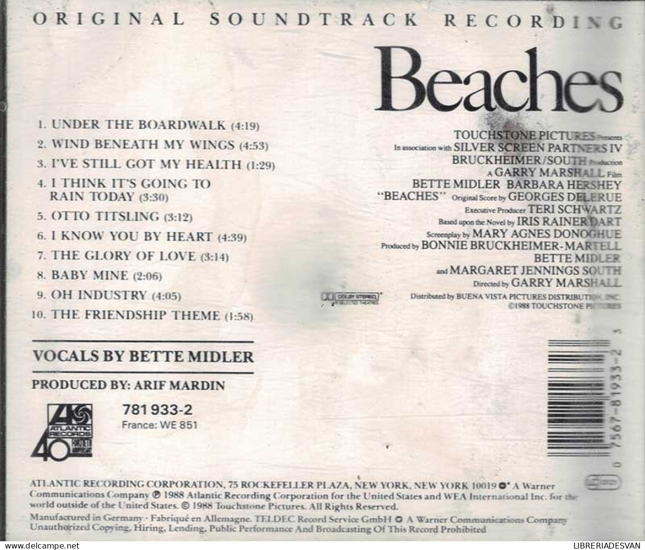 Bette Midler - Beaches (Original Soundtrack Recording). CD - Musique De Films