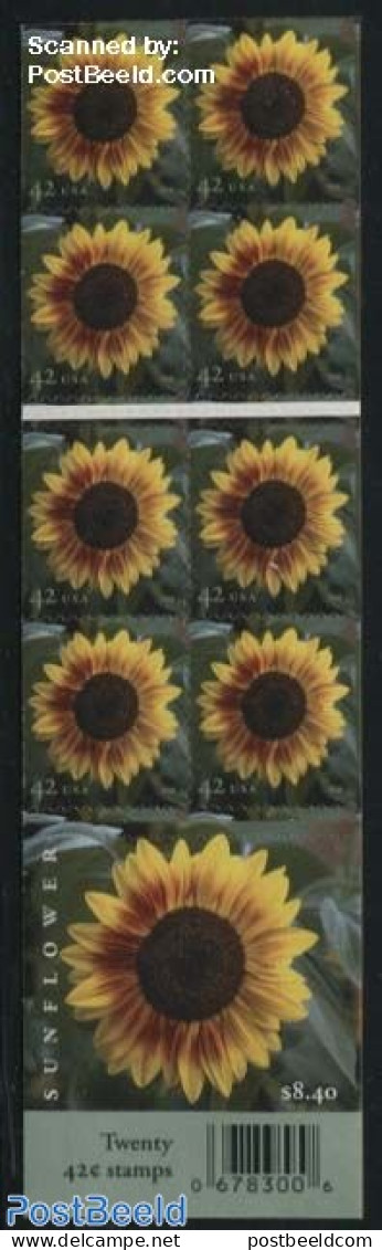 United States Of America 2008 Sunflower Foil Booklet, Mint NH, Nature - Flowers & Plants - Stamp Booklets - Unused Stamps