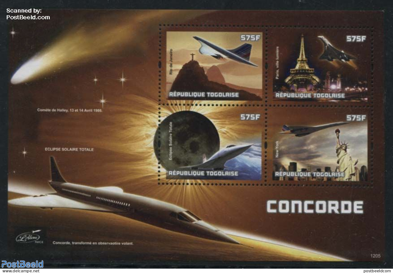 Togo 2012 Concorde 4v M/s, Mint NH, Transport - Concorde - Aircraft & Aviation - Art - Sculpture - Concorde