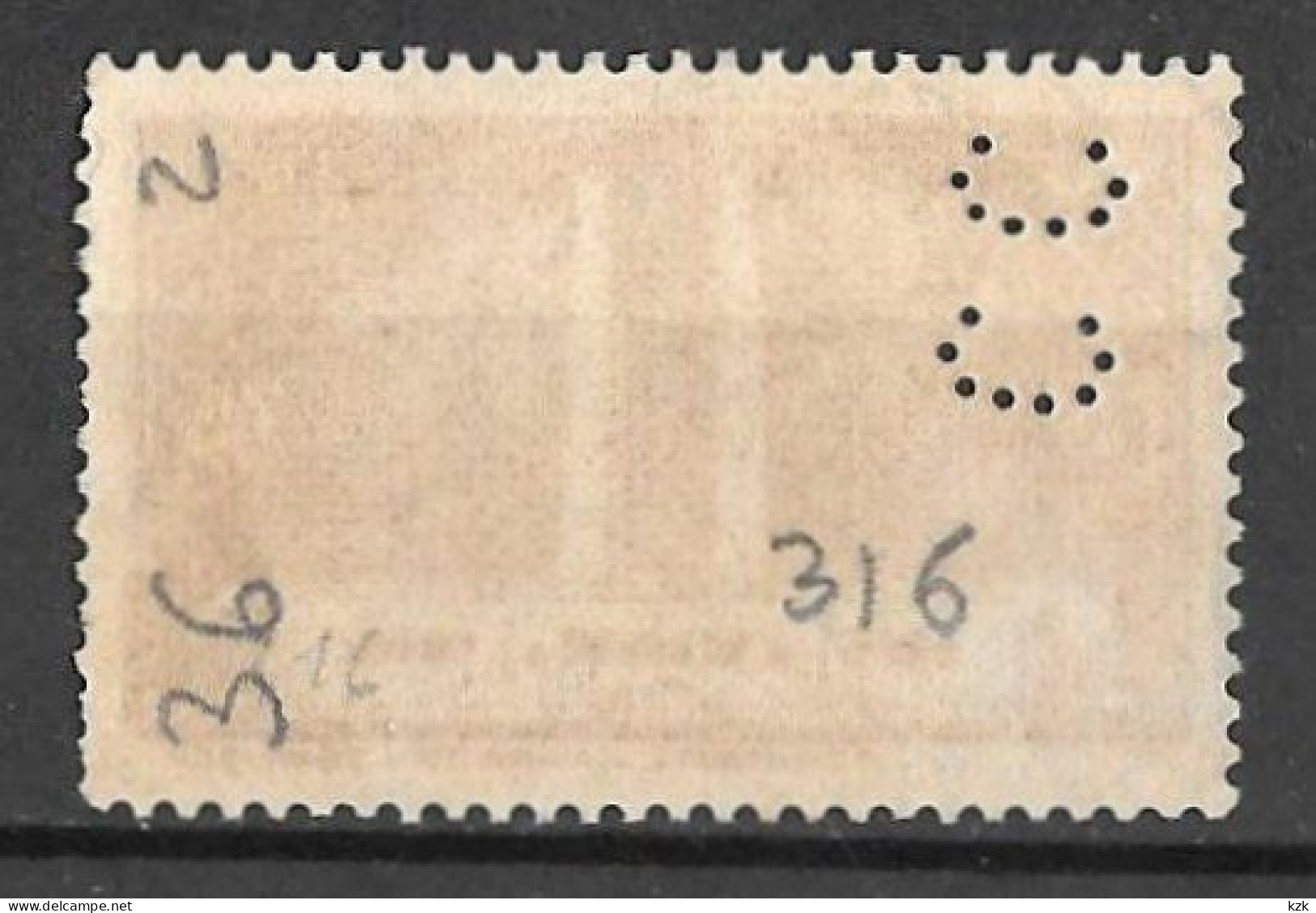 862	N°	316	Perforé	-	CC 36	-	CREDIT COMMERCIAL De France - Used Stamps