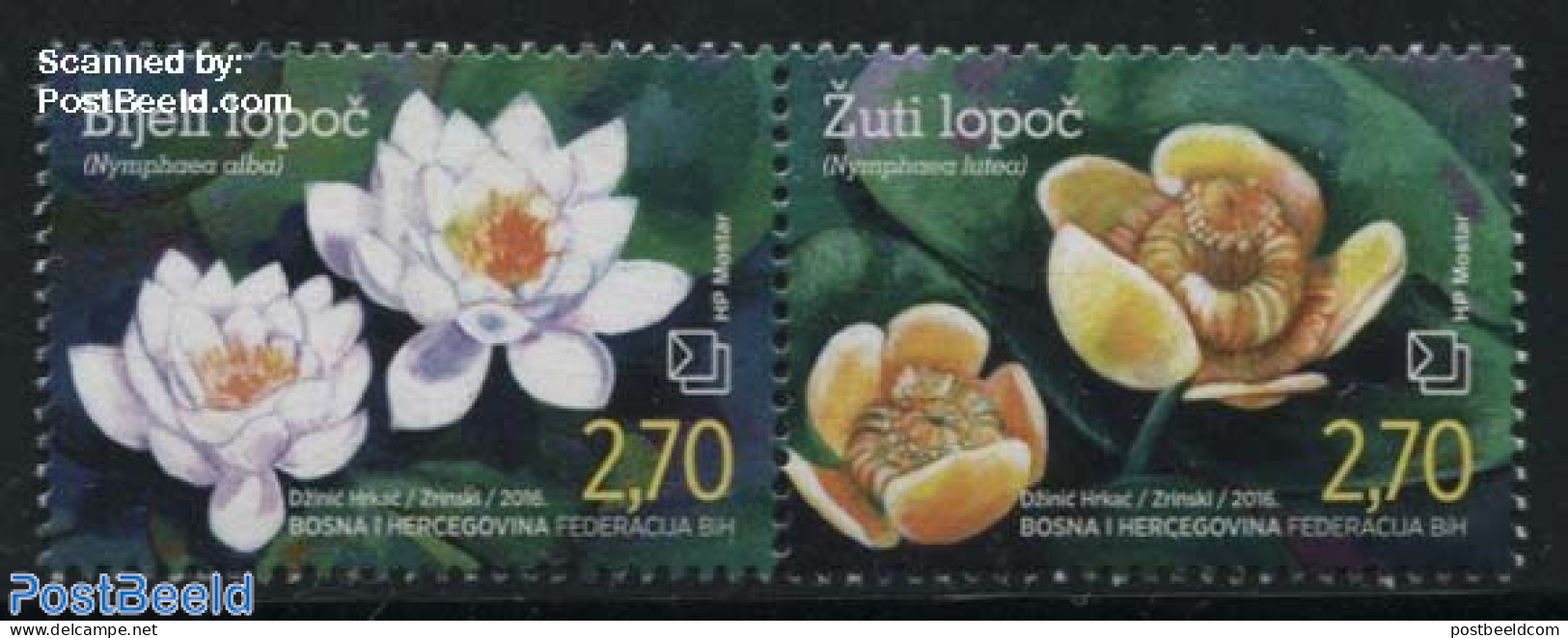 Bosnia Herzegovina - Croatic Adm. 2016 Water Lilies 2v [:], Mint NH, Nature - Flowers & Plants - Bosnie-Herzegovine