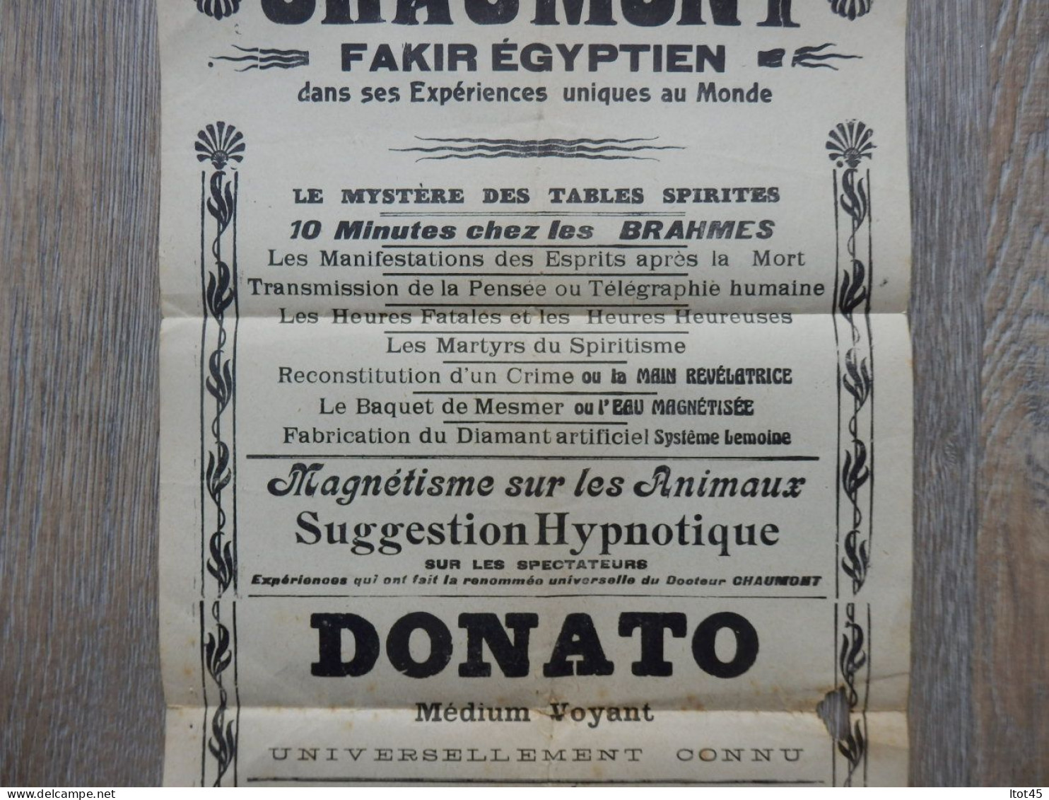 DOCUMENT PUBLICITAIRE CHAUMONT FAKIR EGYPTIEN DONATO MEDIUM THEATRE SAINT-MENEHOULD 1911 - Publicités