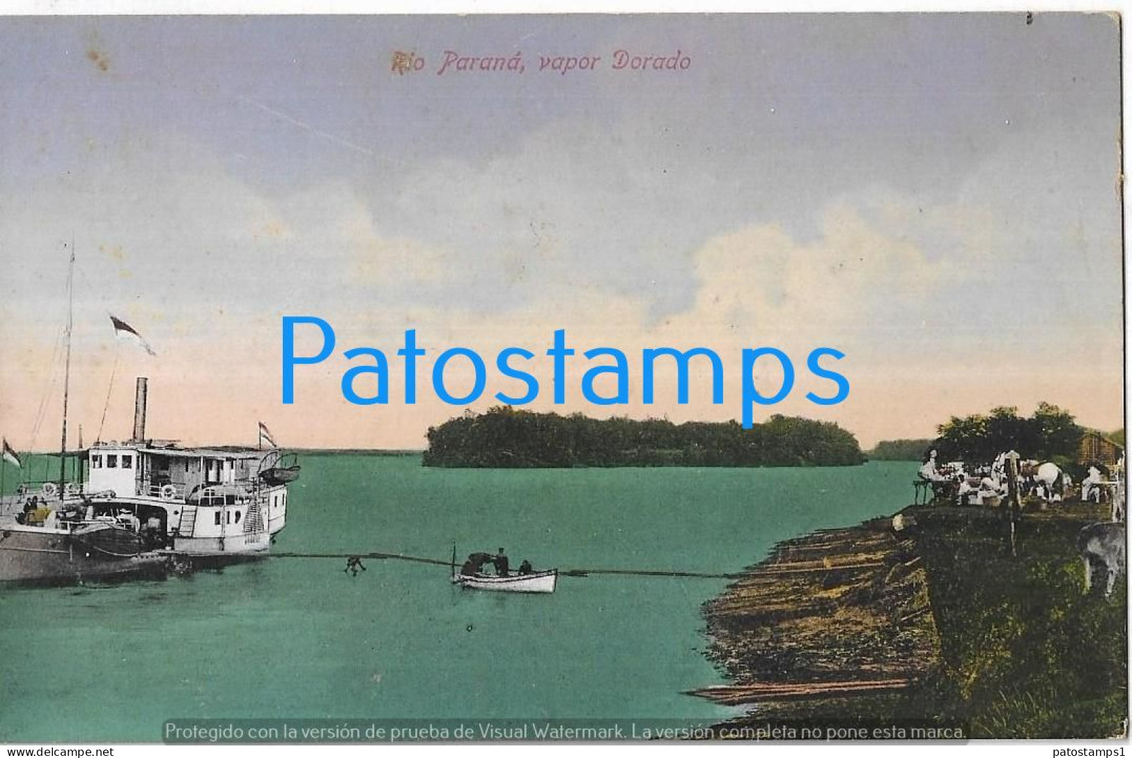 227535 ARGENTINA RIO PARANA SHIP VAPOR DORADO POSTAL POSTCARD - Argentine