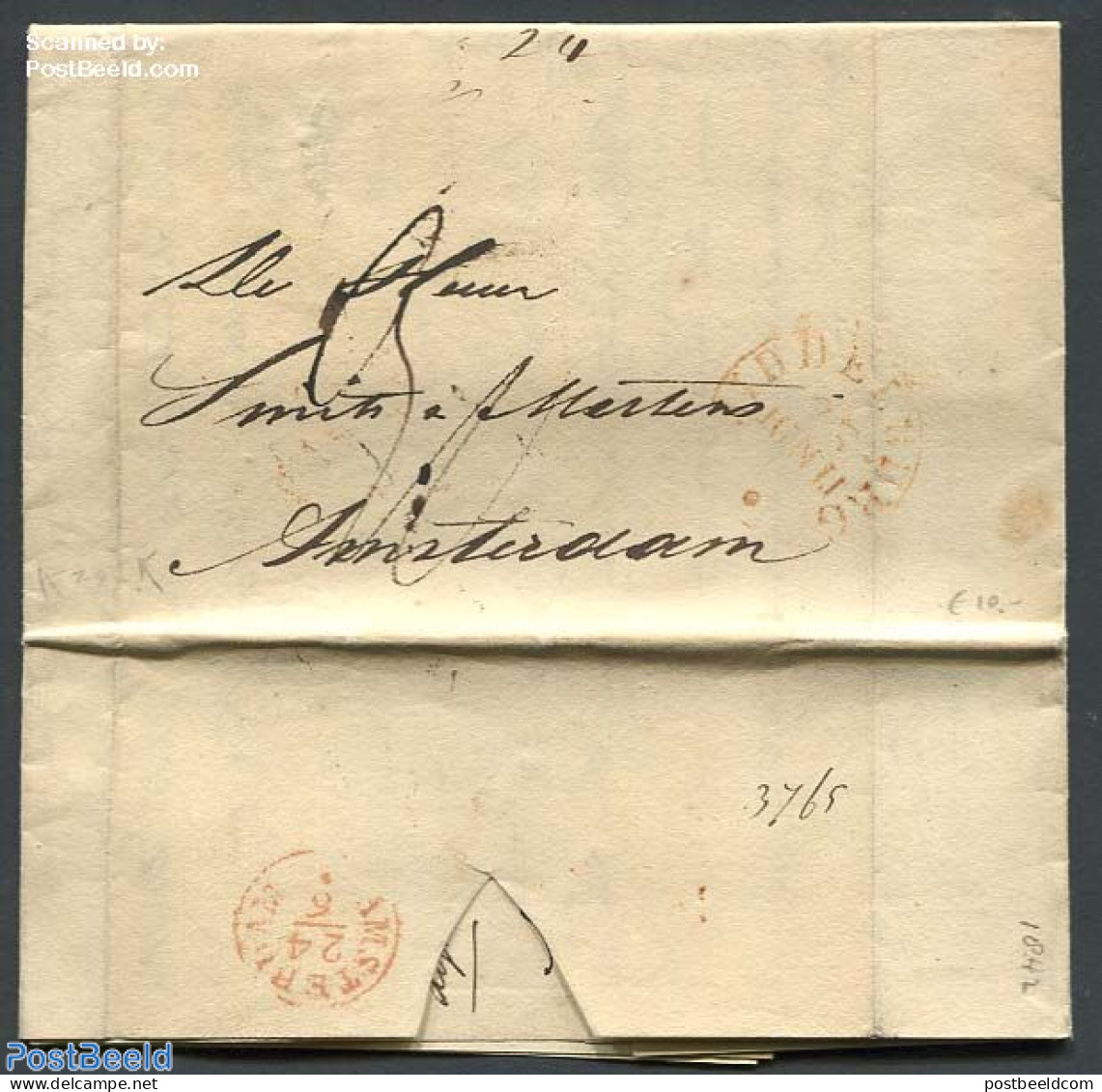 Netherlands 1842 Folding Letter From Middelburg To Amsterdam, Postal History - ...-1852 Voorlopers