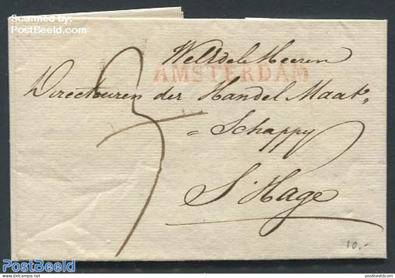 Netherlands 1824 Folding Letter From Amsterdam To S Gravenhage, Postal History - ...-1852 Voorlopers
