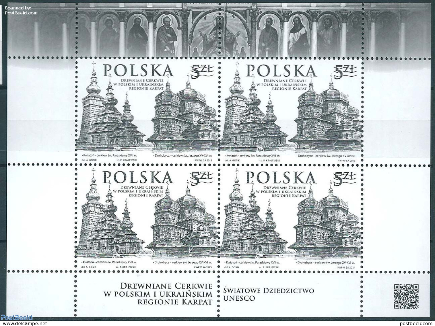 Poland 2015 Wooden Churches M/s Blackprint, Mint NH, Religion - Various - Churches, Temples, Mosques, Synagogues - Joi.. - Nuovi