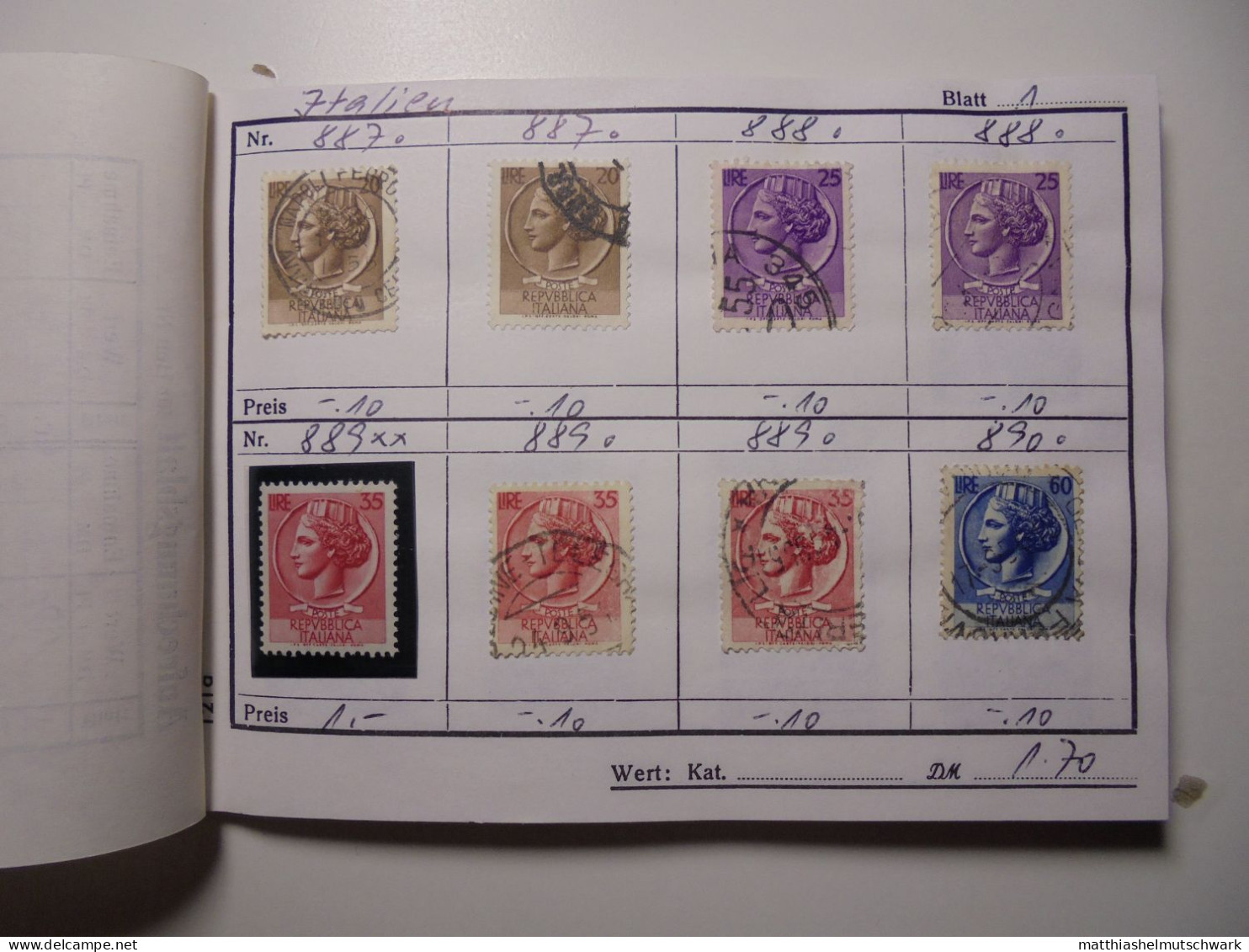 Auswahlheft Nr. 495 20 Blätter 157 Briefmarken Xx Italien 1953-1956/Mi Nr. 887-1257, Unvollständig Ca. € - Colecciones