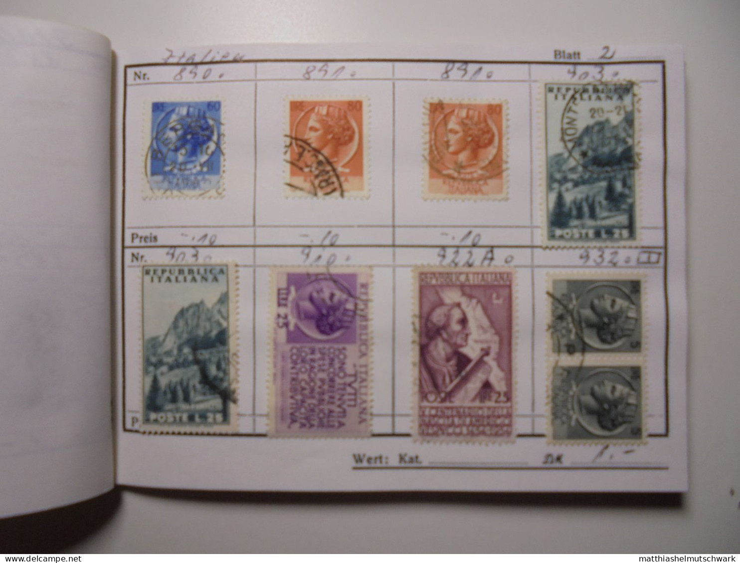 Auswahlheft Nr. 495 20 Blätter 157 Briefmarken Xx Italien 1953-1956/Mi Nr. 887-1257, Unvollständig Ca. € - Sammlungen