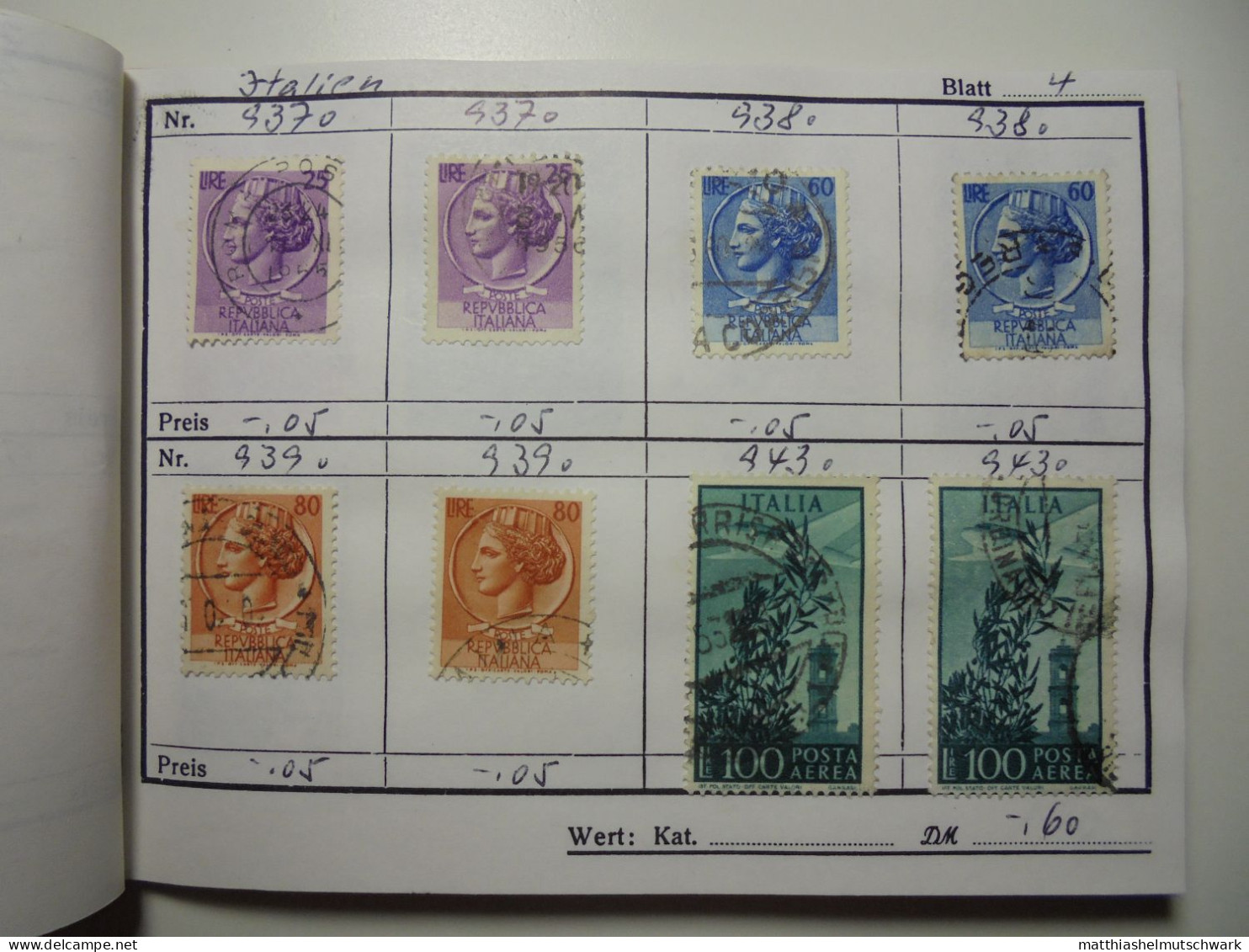 Auswahlheft Nr. 495 20 Blätter 157 Briefmarken Xx Italien 1953-1956/Mi Nr. 887-1257, Unvollständig Ca. € - Sammlungen