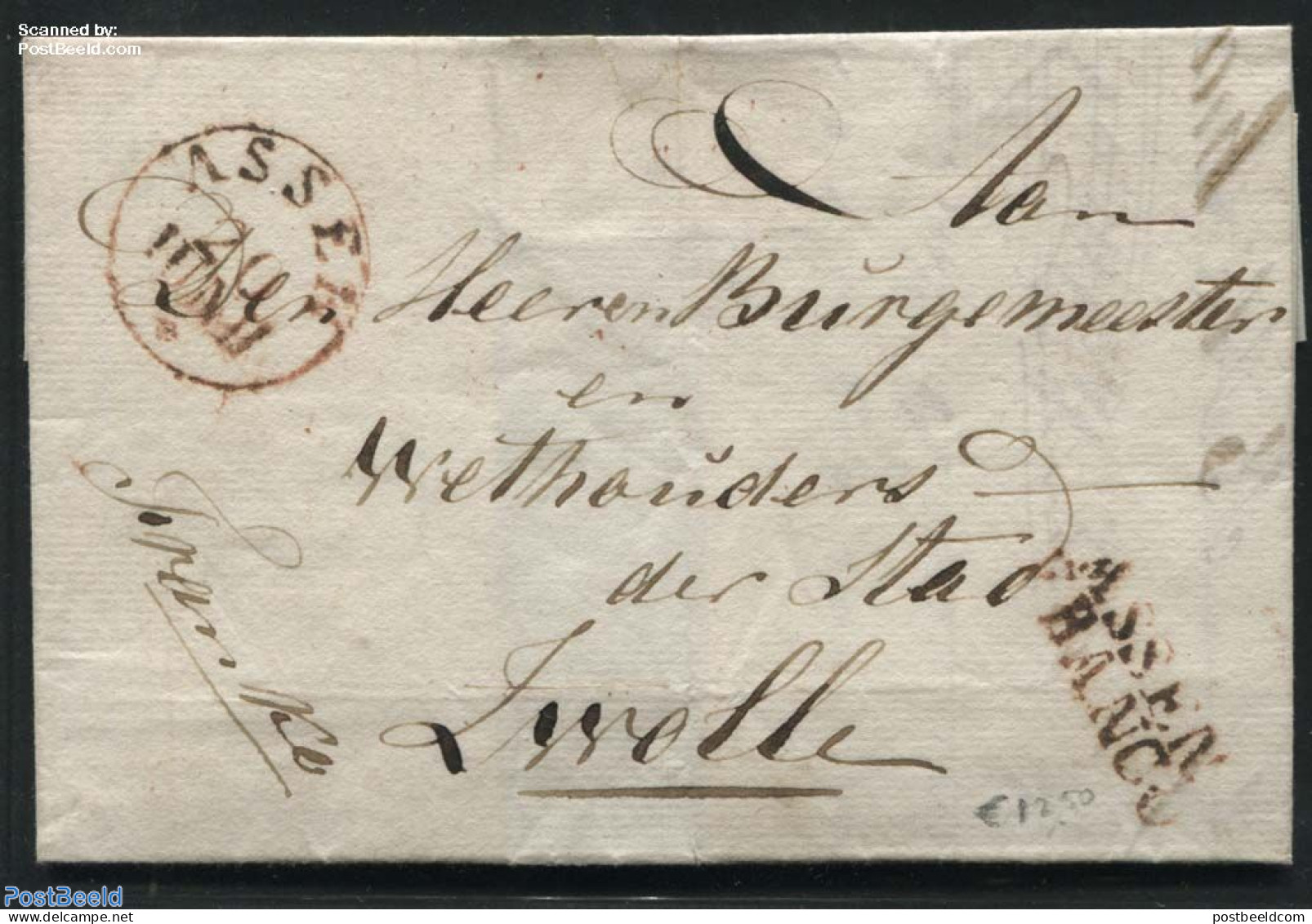 Netherlands 1836 Folding Cover From Assen To Zwolle, Postal History - ...-1852 Voorlopers