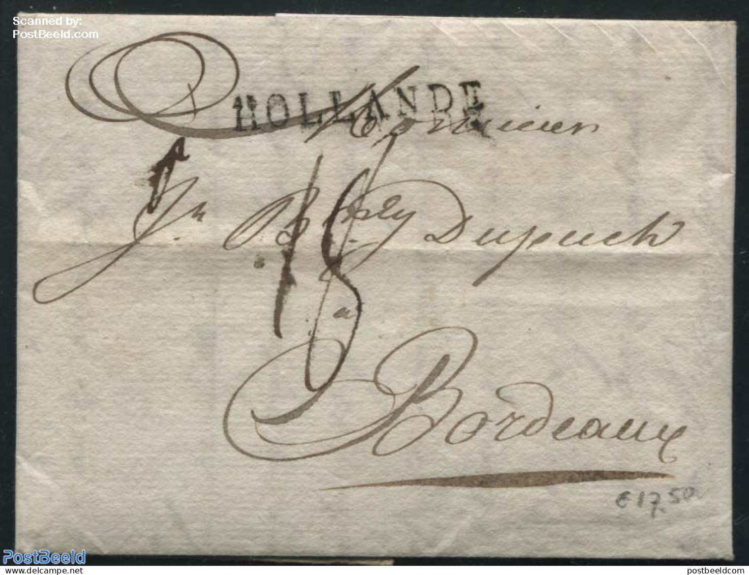 Netherlands 1803 Folding Letter From Amsterdam To Bordeaux, Postal History - ...-1852 Voorlopers