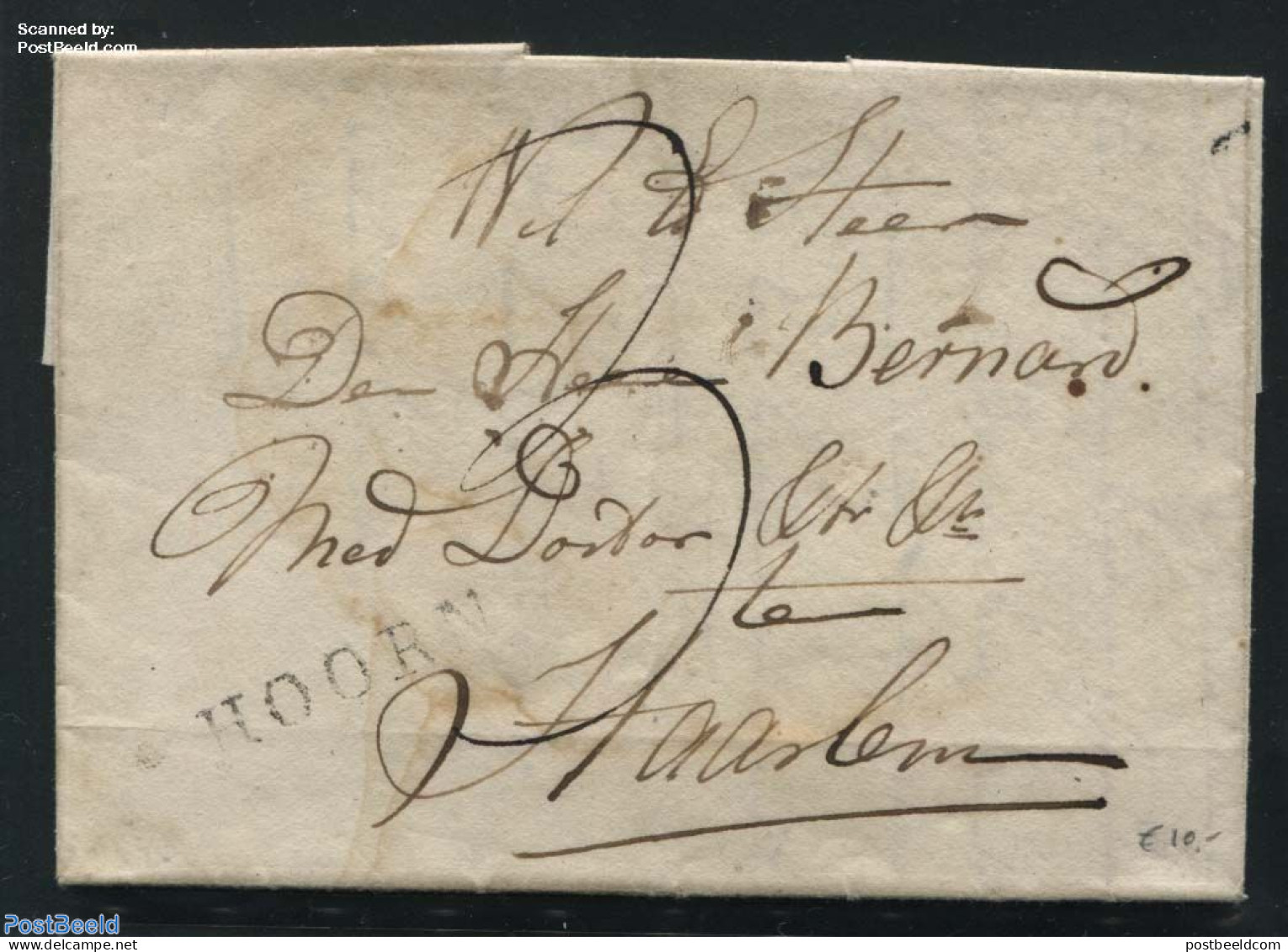 Netherlands 1814 Folding Letter From Hoorn To Haarlem, Postal History - ...-1852 Voorlopers
