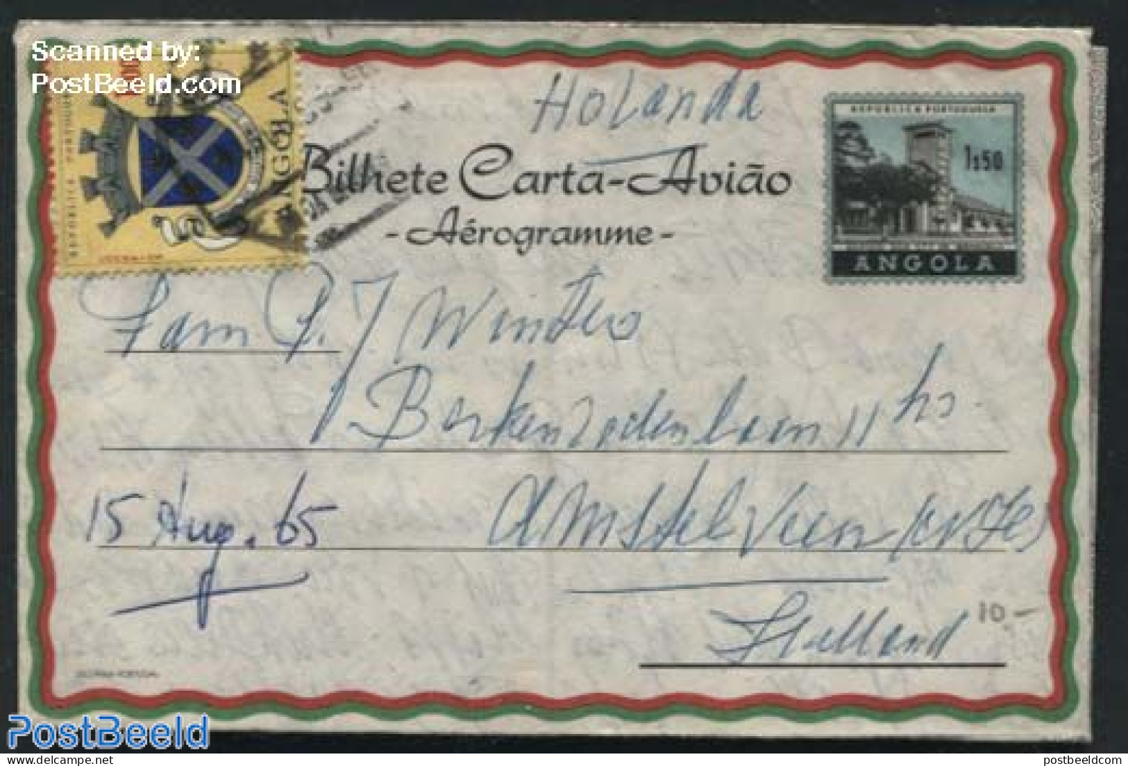 Angola 1965 Aerogramme To Holland, Used Postal Stationary - Angola