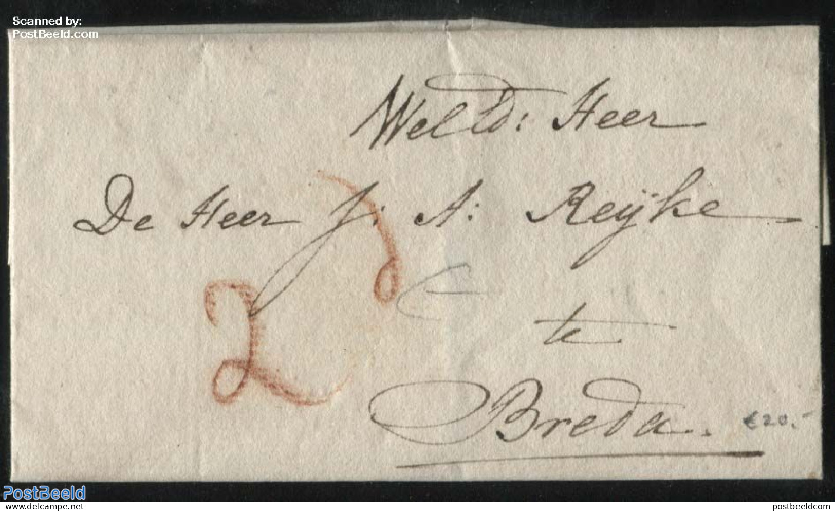 Netherlands 1802 Folding Cover From Dordrecht To Breda, Postal History - ...-1852 Voorlopers