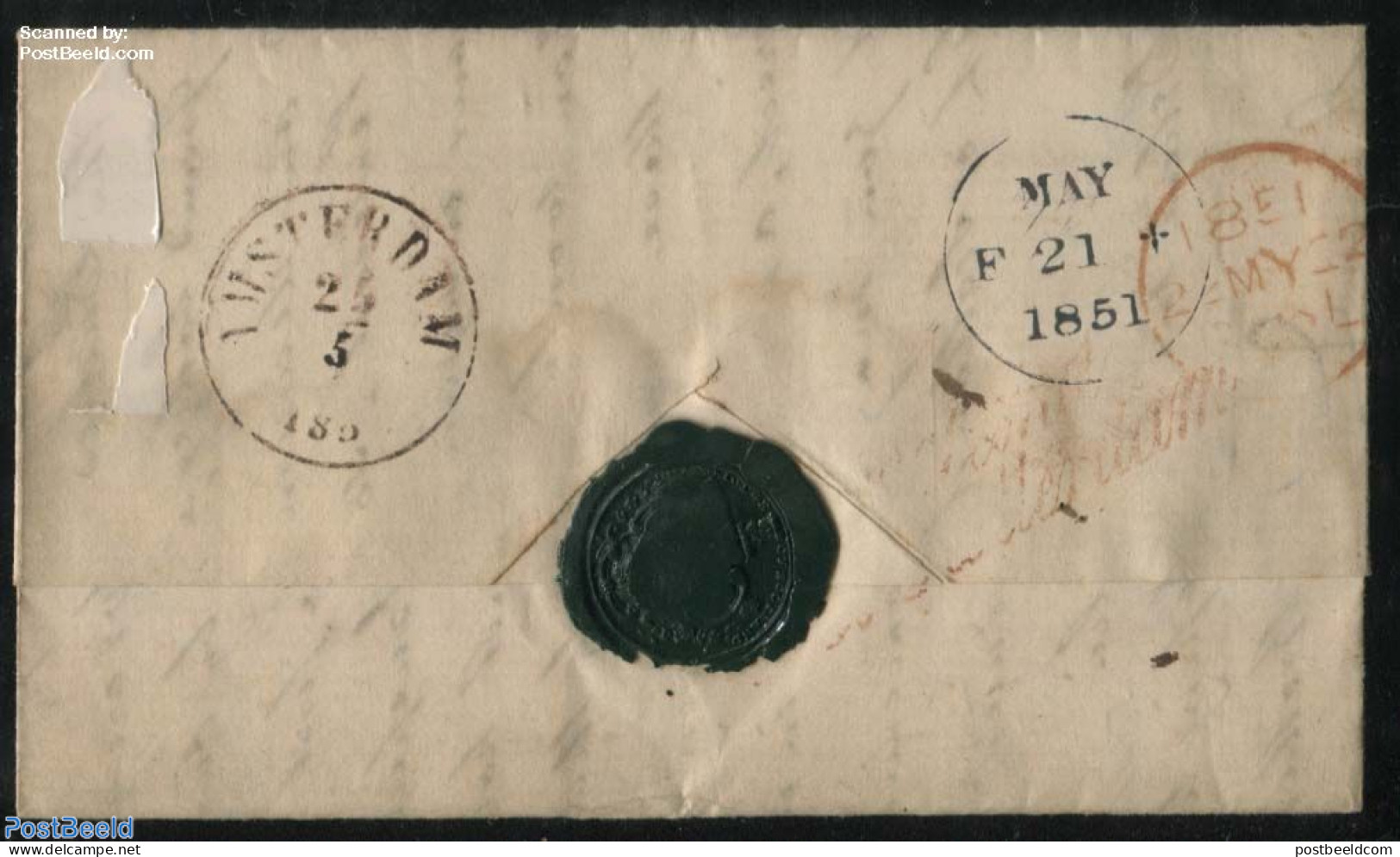 Netherlands 1851 Folded Letter From Amsterdam To Amsterdam, Postal History - ...-1852 Voorlopers