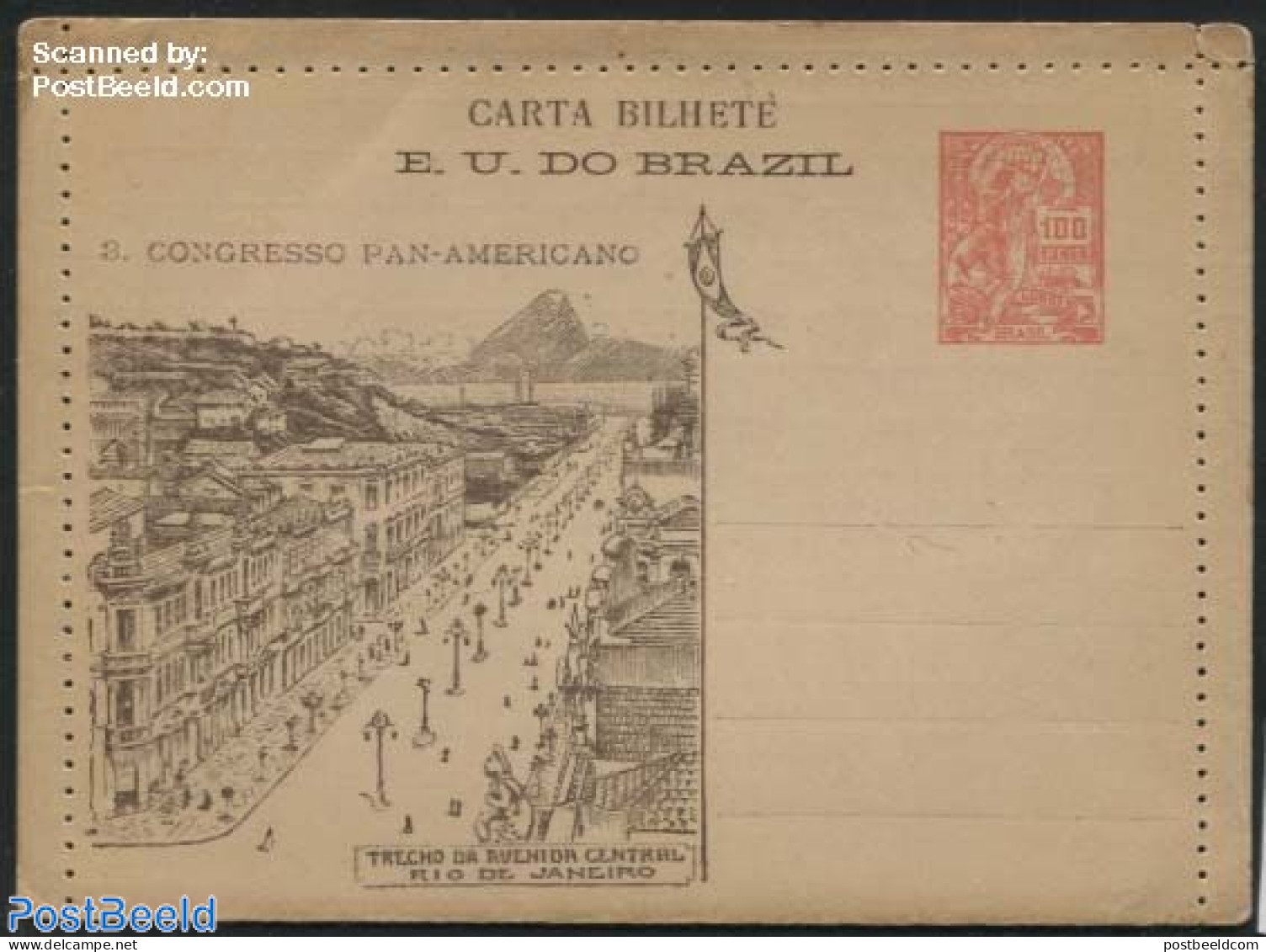 Brazil 1906 Card Letter 100R, Unused Postal Stationary - Brieven En Documenten