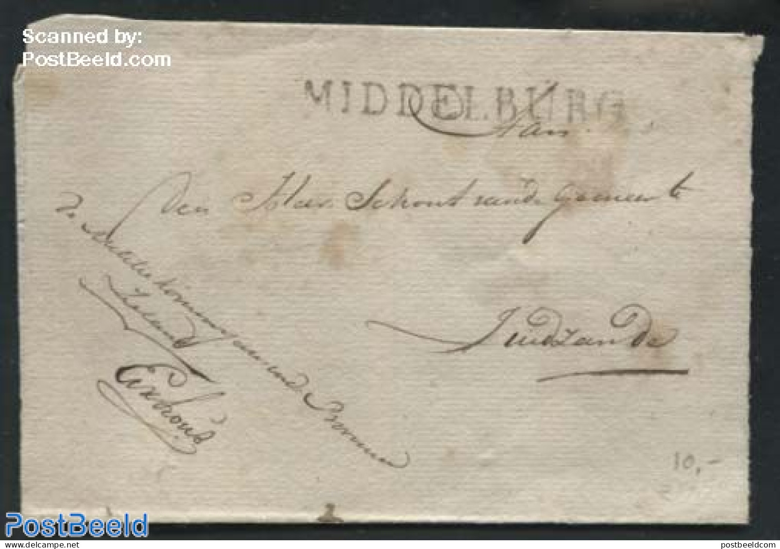 Netherlands 1823 Folding Cover From Middelburg To Zuidzande, Postal History - ...-1852 Voorlopers