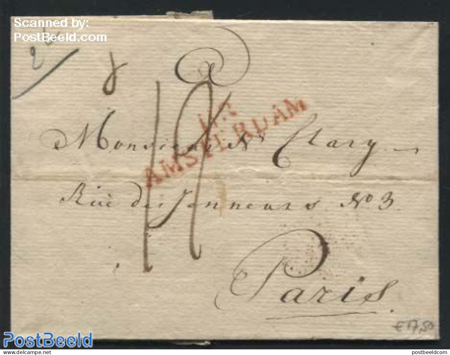 Netherlands 1811 Folding Cover From Amsterdam To Paris, Postal History - ...-1852 Voorlopers