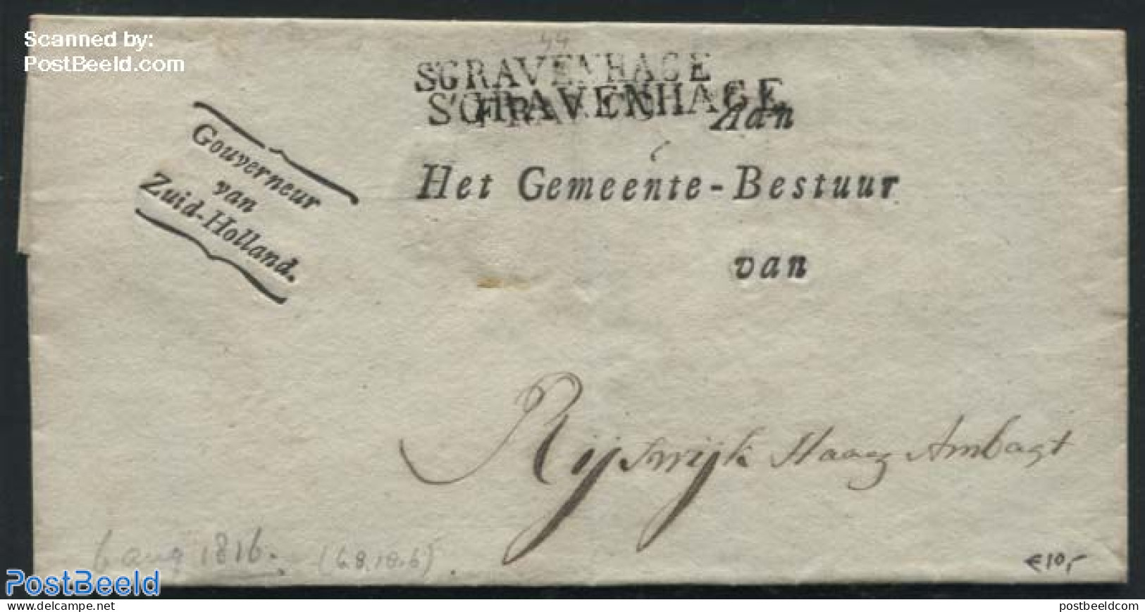 Netherlands 1816 Folding Cover From S-Gravenhage To Rijswijk, Postal History - ...-1852 Voorlopers