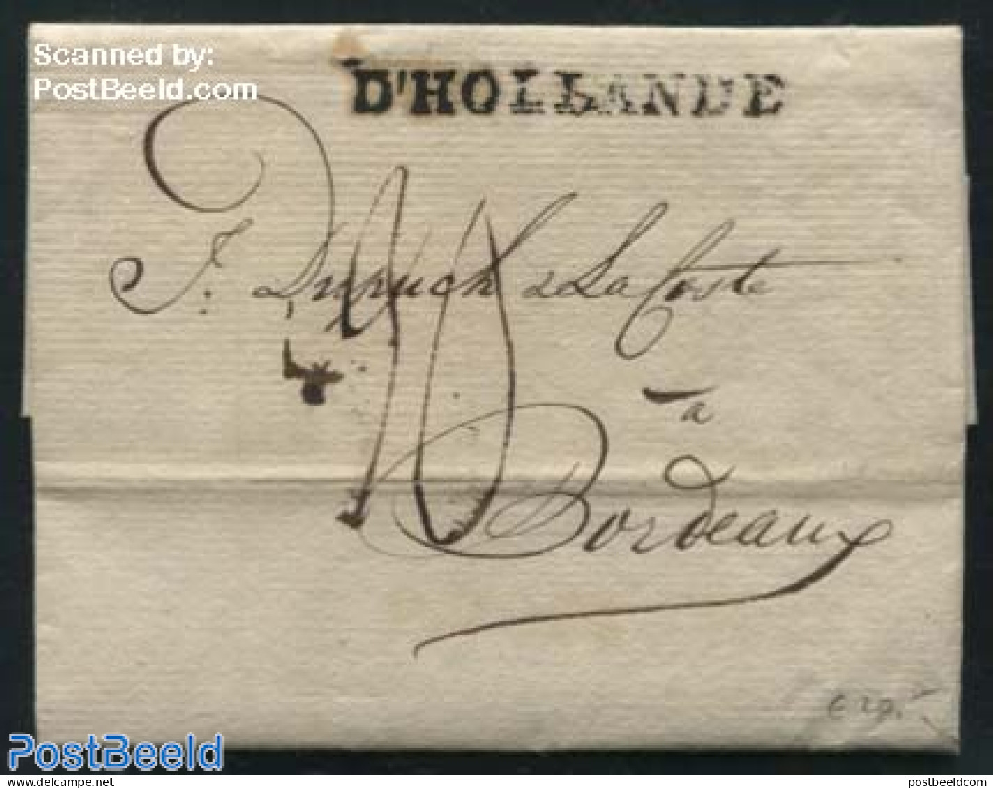 Netherlands 1800 Folding Letter From Amsterdam To Bordeaux, Postal History - ...-1852 Voorlopers