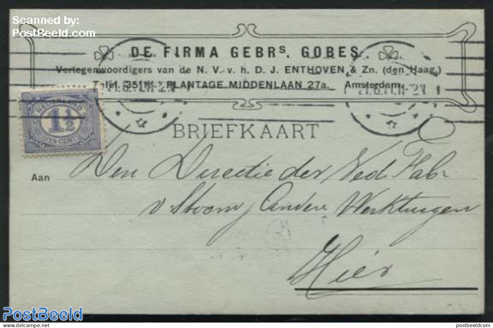 Netherlands 1908 Post Card To Amsterdam, Postal History - Covers & Documents