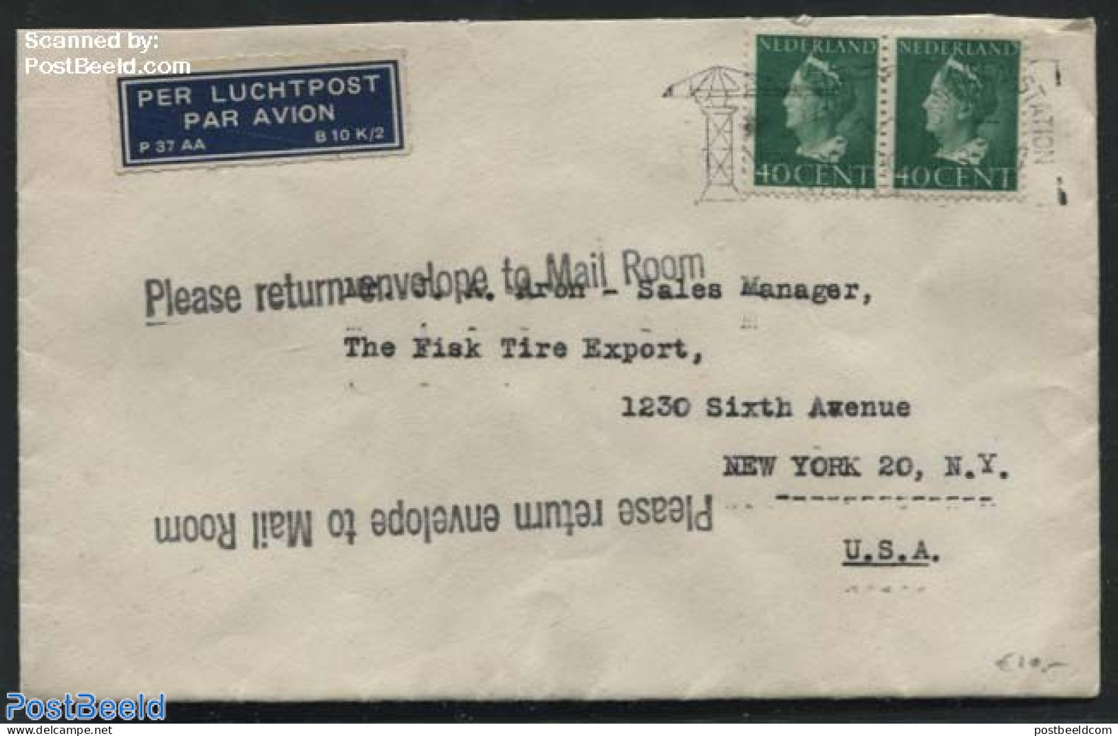 Netherlands 1940 A Pair Of Nvph Co. 343 On An Airmail To New York, Postal History, History - Kings & Queens (Royalty) - Cartas & Documentos