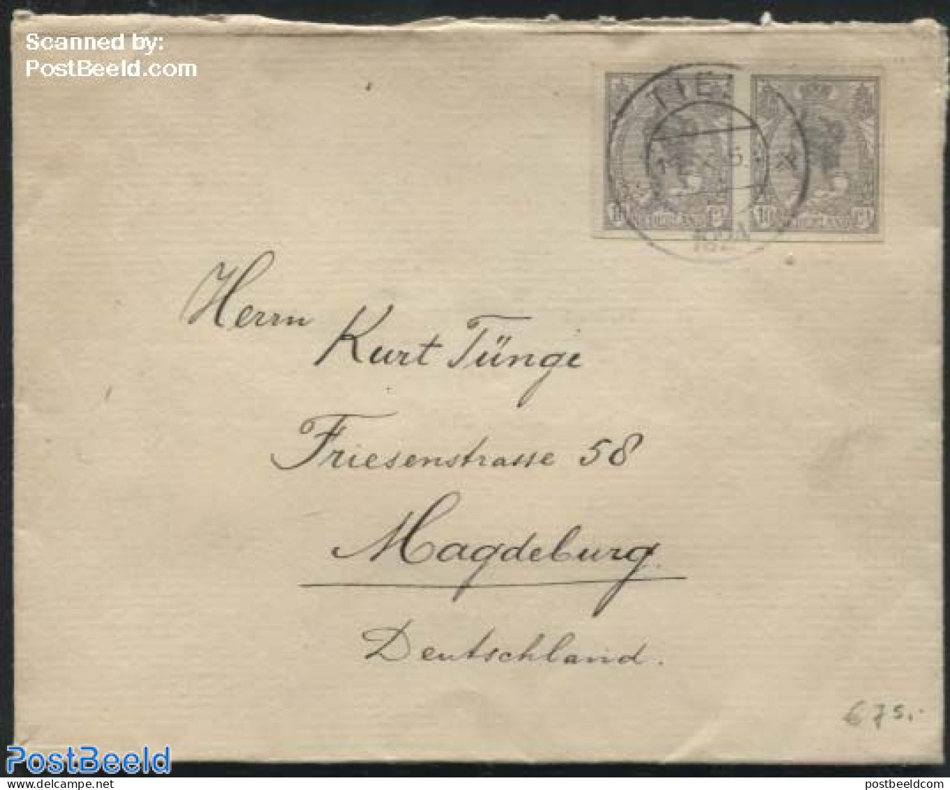 Netherlands 1923 Ong. Nhvp No.83 On A Cover To Magdeburg, Postal History, History - Kings & Queens (Royalty) - Covers & Documents