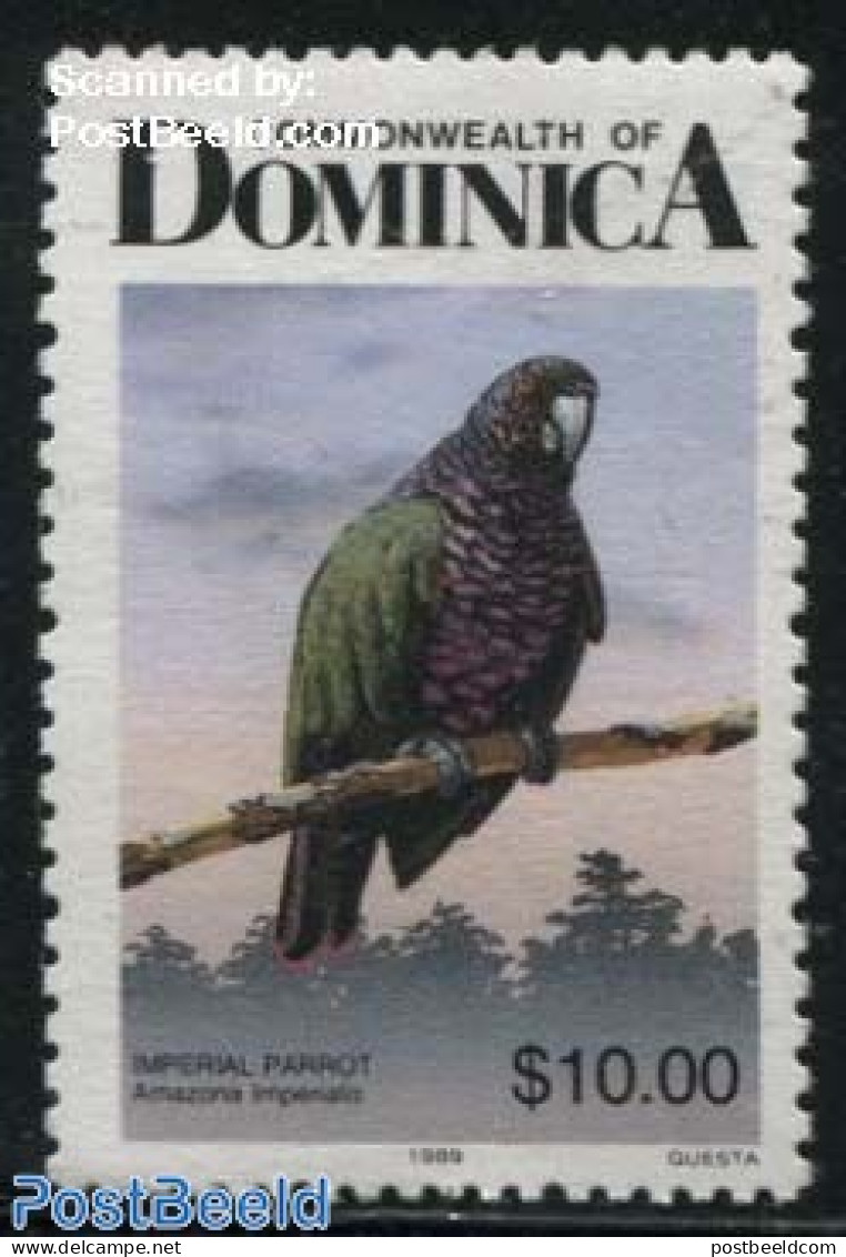 Dominica 1989 10.00 With Year 1989, Perf. 12.5:11.25, Mint NH, Nature - Birds - Parrots - República Dominicana