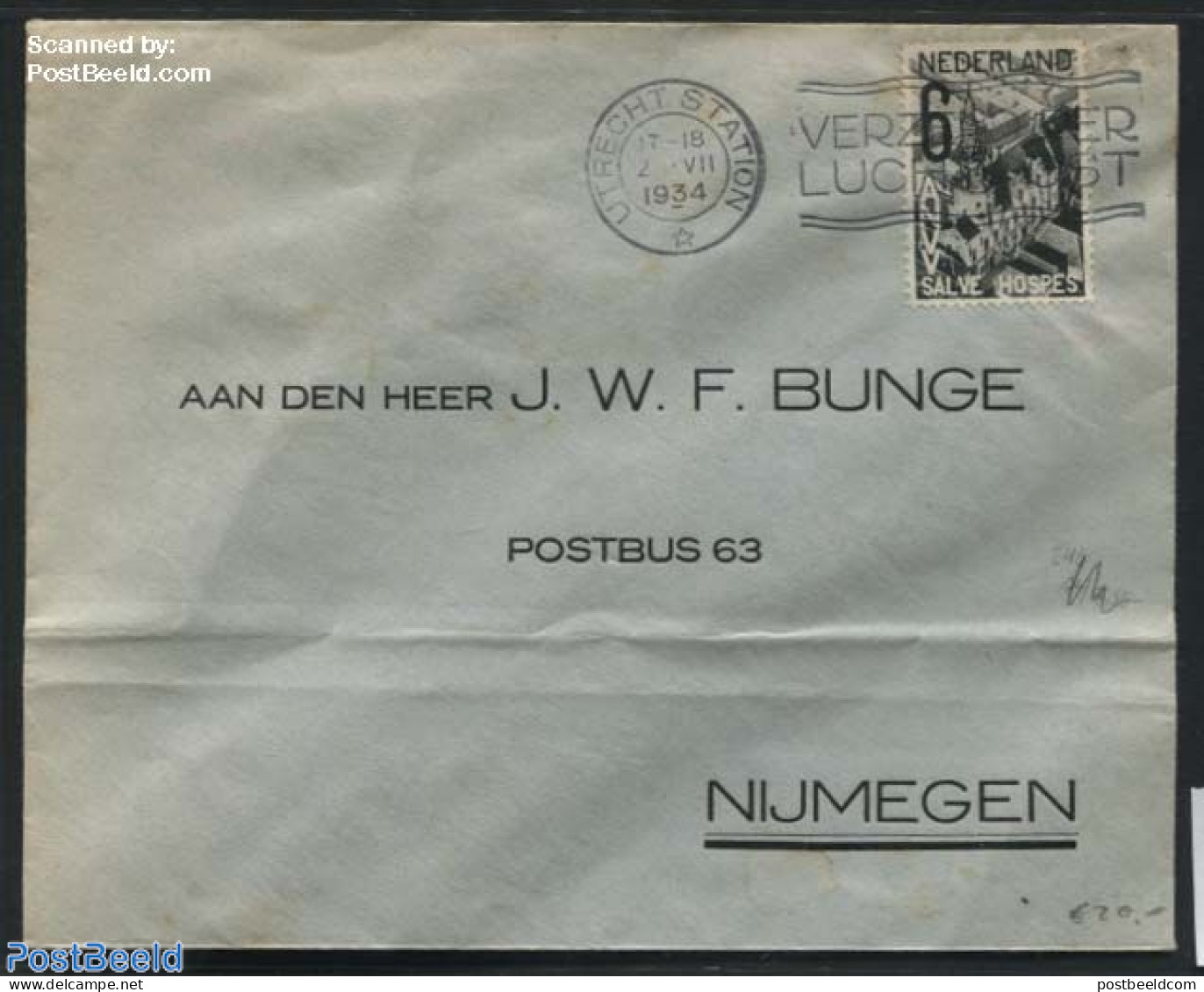 Netherlands 1932 Cover From Utrecht To Nijmegen, Postal History, Religion - Churches, Temples, Mosques, Synagogues - Storia Postale