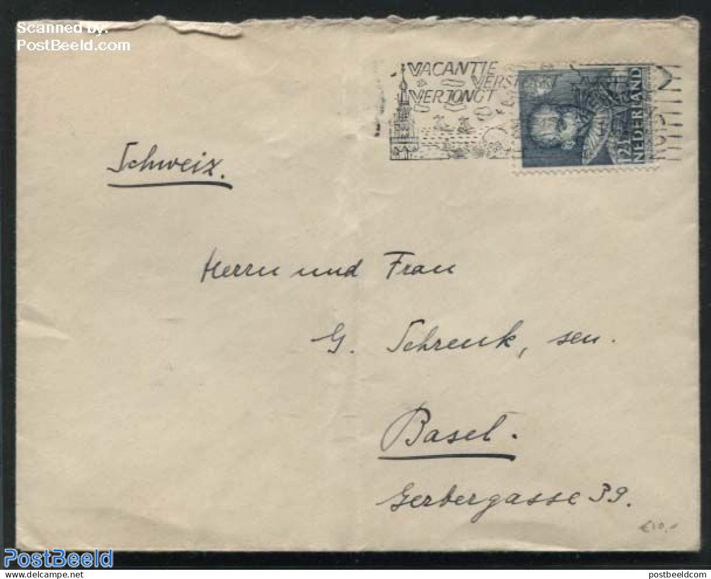 Netherlands 1940 Cover From Arnhem To Basel, Postal History, History - Kings & Queens (Royalty) - Brieven En Documenten