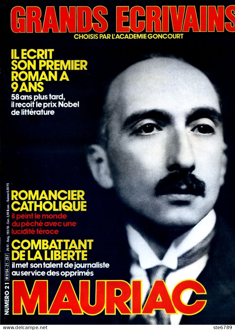 FRANCOIS MAURIAC Ecrivain GRANDS ECRIVAINS N° 21 - Geschiedenis