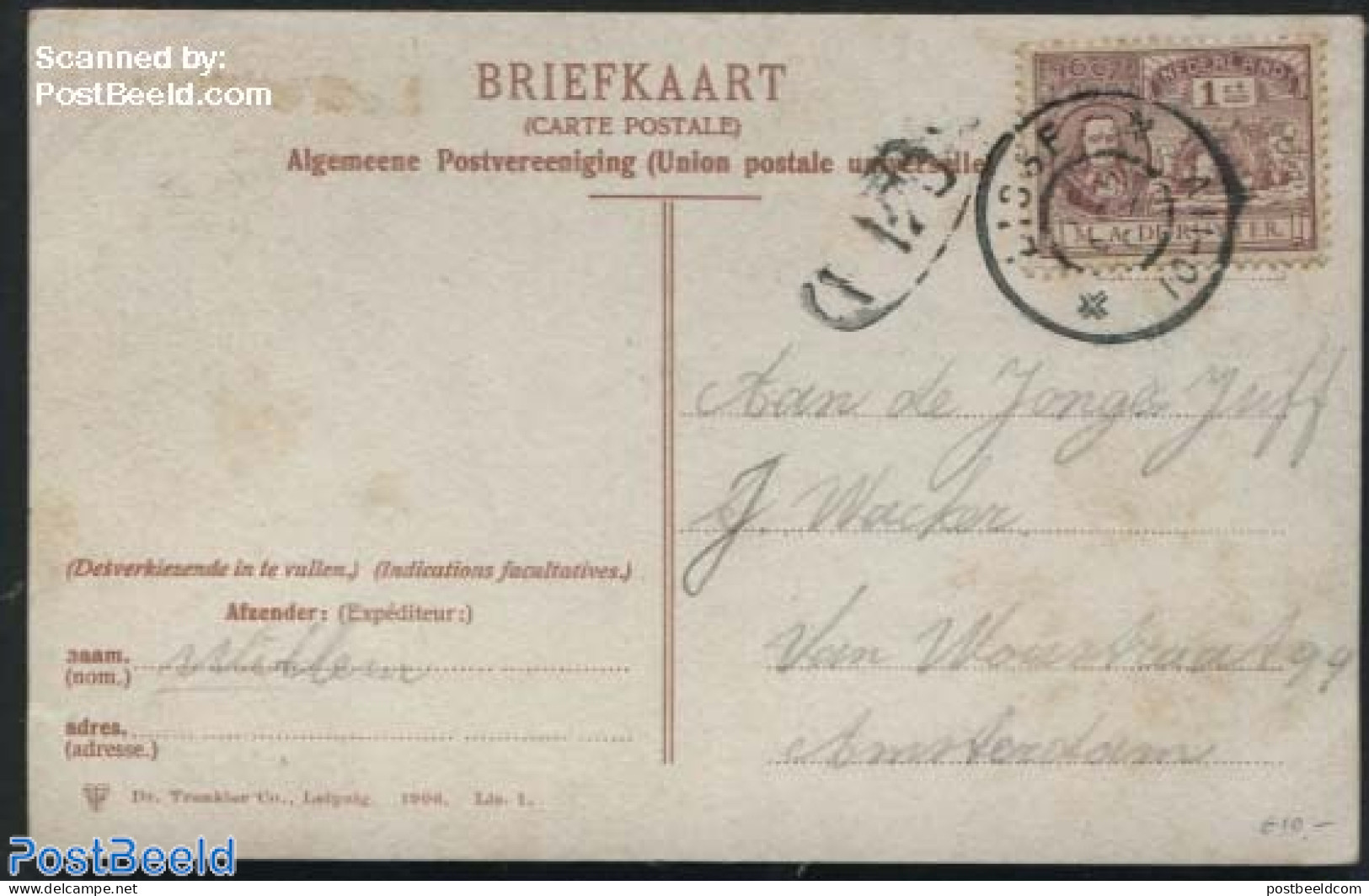 Netherlands 1907 Greeting Card To Amsterdam, Postal History, History - History - Cartas & Documentos