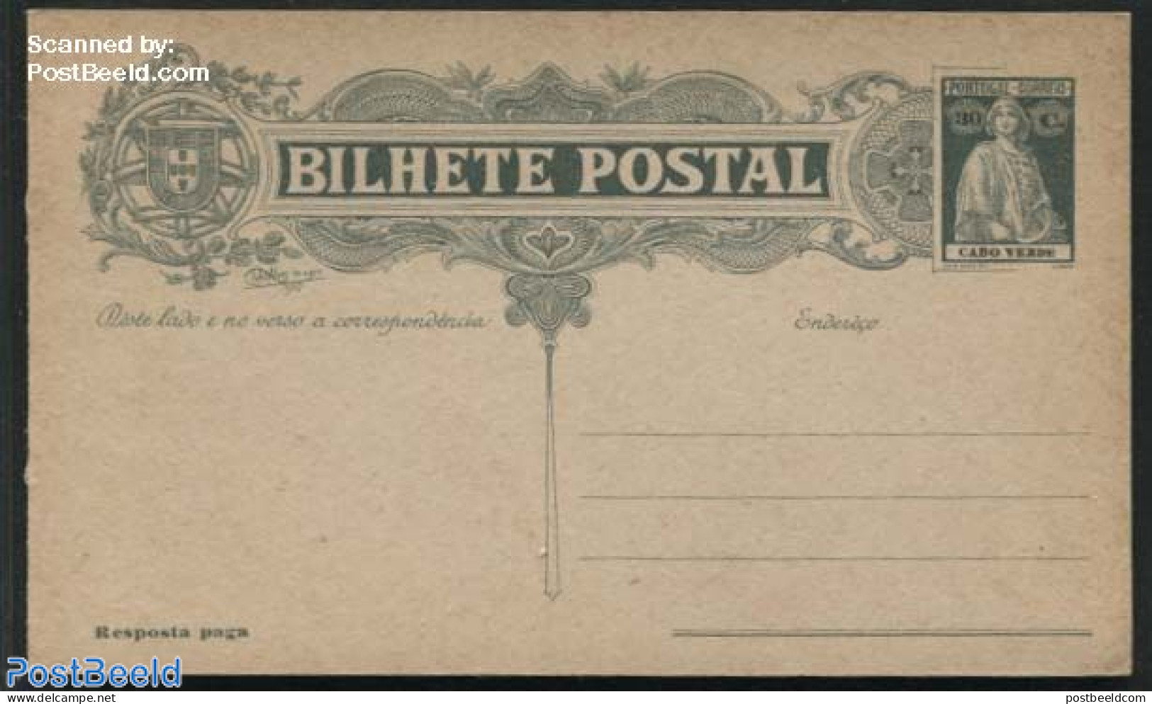 Cape Verde 1926 Reply Paid Postcard 30/30c, Unused Postal Stationary - Cap Vert