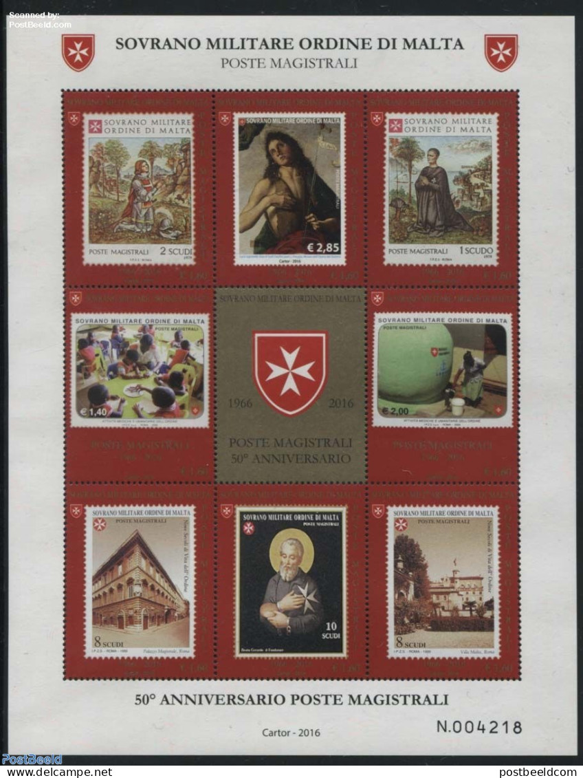 Sovereign Order Of Malta 2016 50 Years SMOM Post S/s, Mint NH, Health - Religion - Science - Health - Religion - Educa.. - Posta