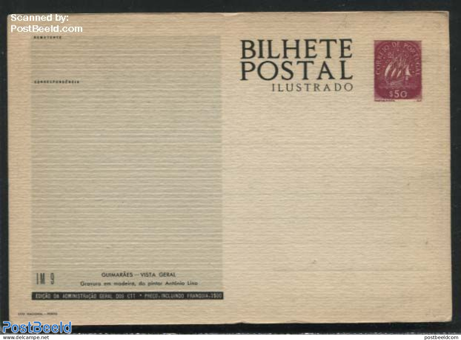 Portugal 1953 Illustrated Postcard IM9, Unused Postal Stationary - Brieven En Documenten