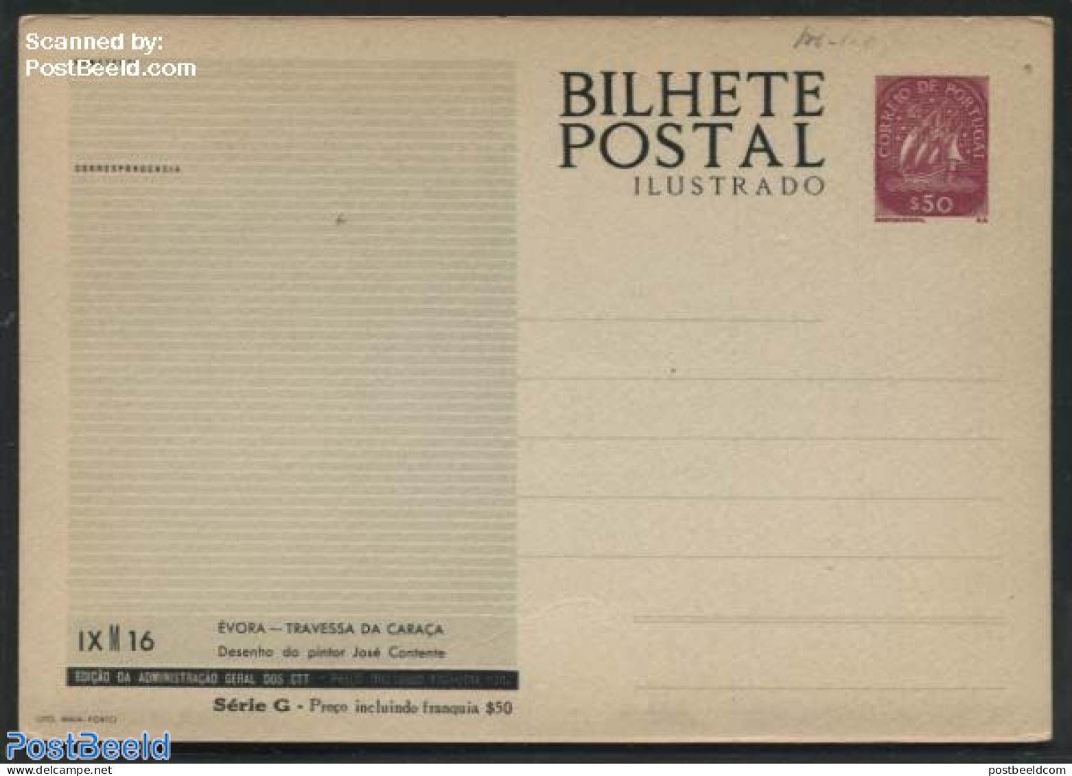 Portugal 1953 Illustrated Postcard IXM16, Unused Postal Stationary - Brieven En Documenten