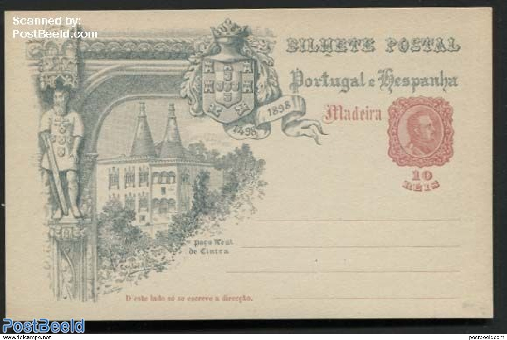 Madeira 1898 Illustrated Postcard Paco Real De Cintra, Unused Postal Stationary - Madère