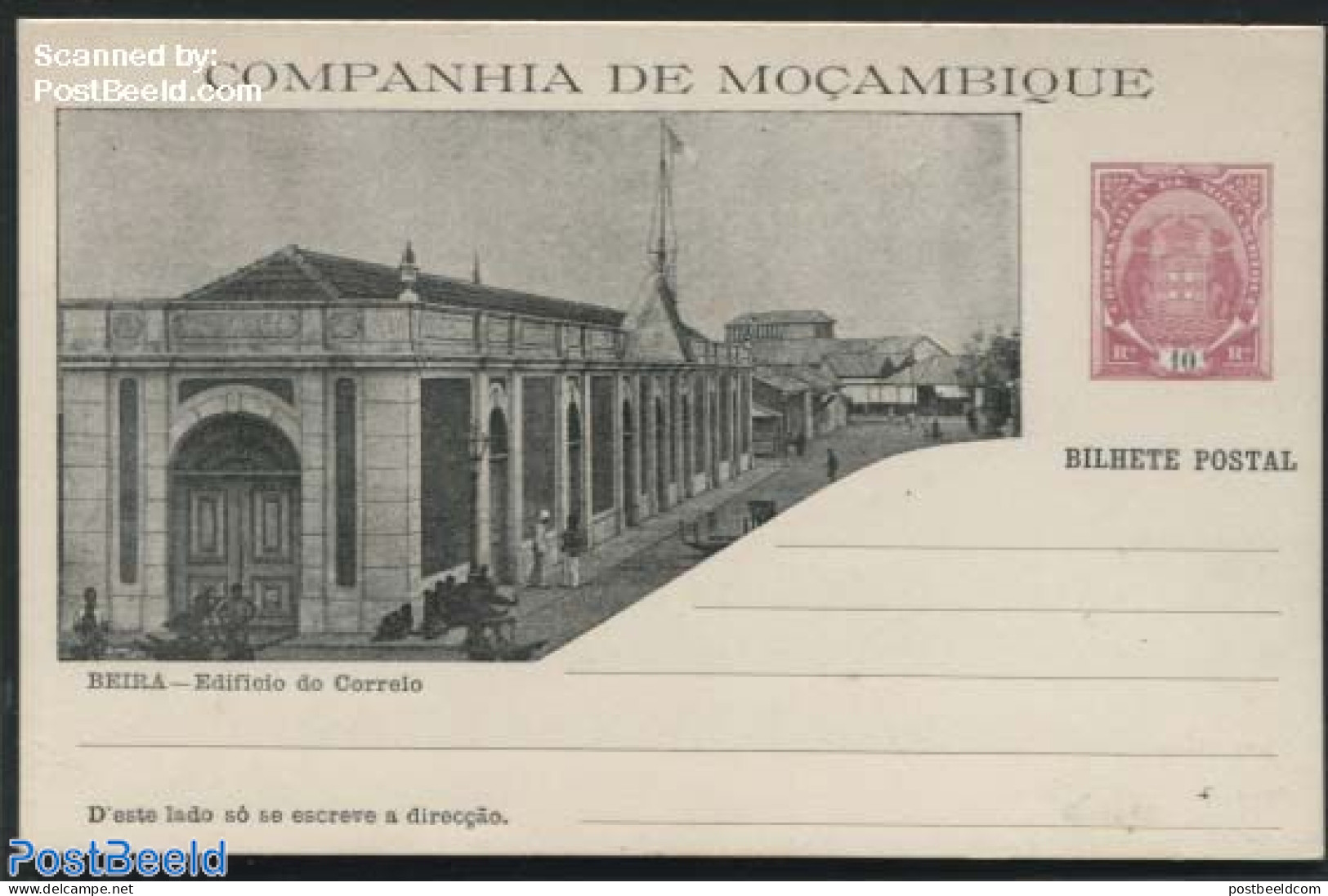 Mozambique 1904 Illustrated Postcard, 10R, Edificio Do Correio, Unused Postal Stationary, Post - Posta