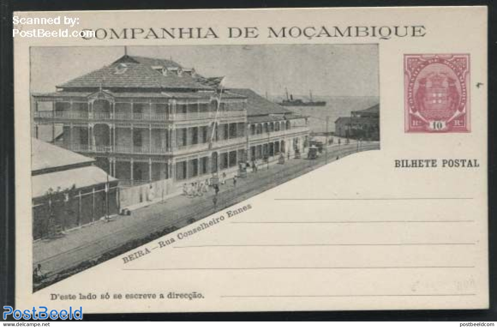 Mozambique 1904 Companhia Postcard 10R, Rua Conselheiro Ennes, Unused Postal Stationary - Mozambique