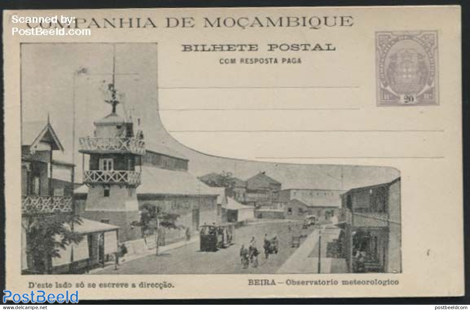 Mozambique 1904 Companha Reply Paid Postcard 20/20R, Observatorio Meteorologico, Unused Postal Stationary - Mozambico