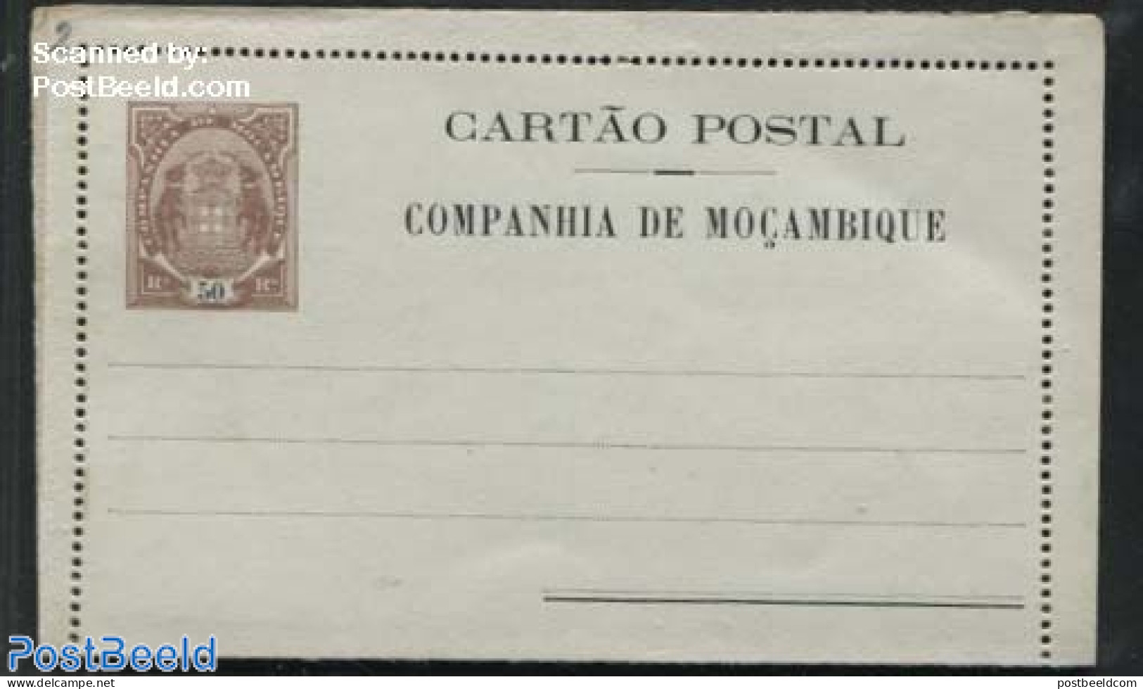 Mozambique 1904 Companhia Card Letter 50R, Unused Postal Stationary - Mosambik