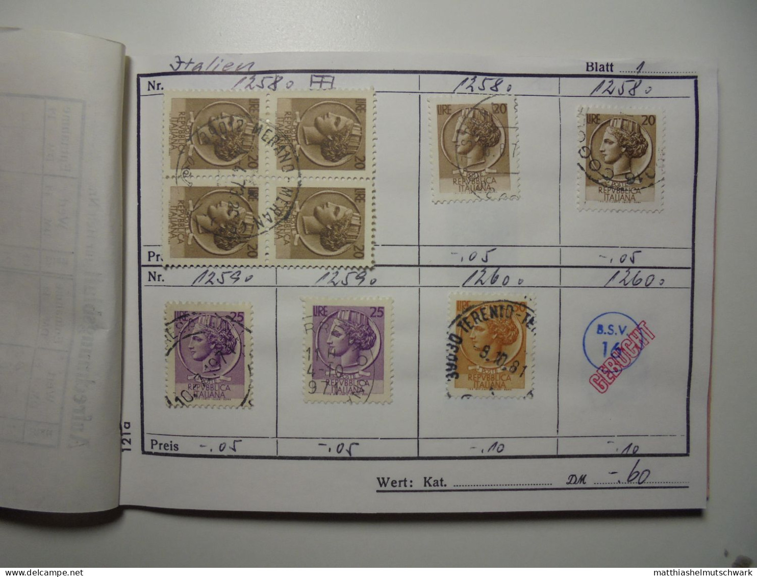 Auswahlheft Nr. 496 20 Blätter 116 Briefmarken Xx Italien 1953-1979/Mi Nr. 1258-1645, Unvollständig Ca. - Sammlungen