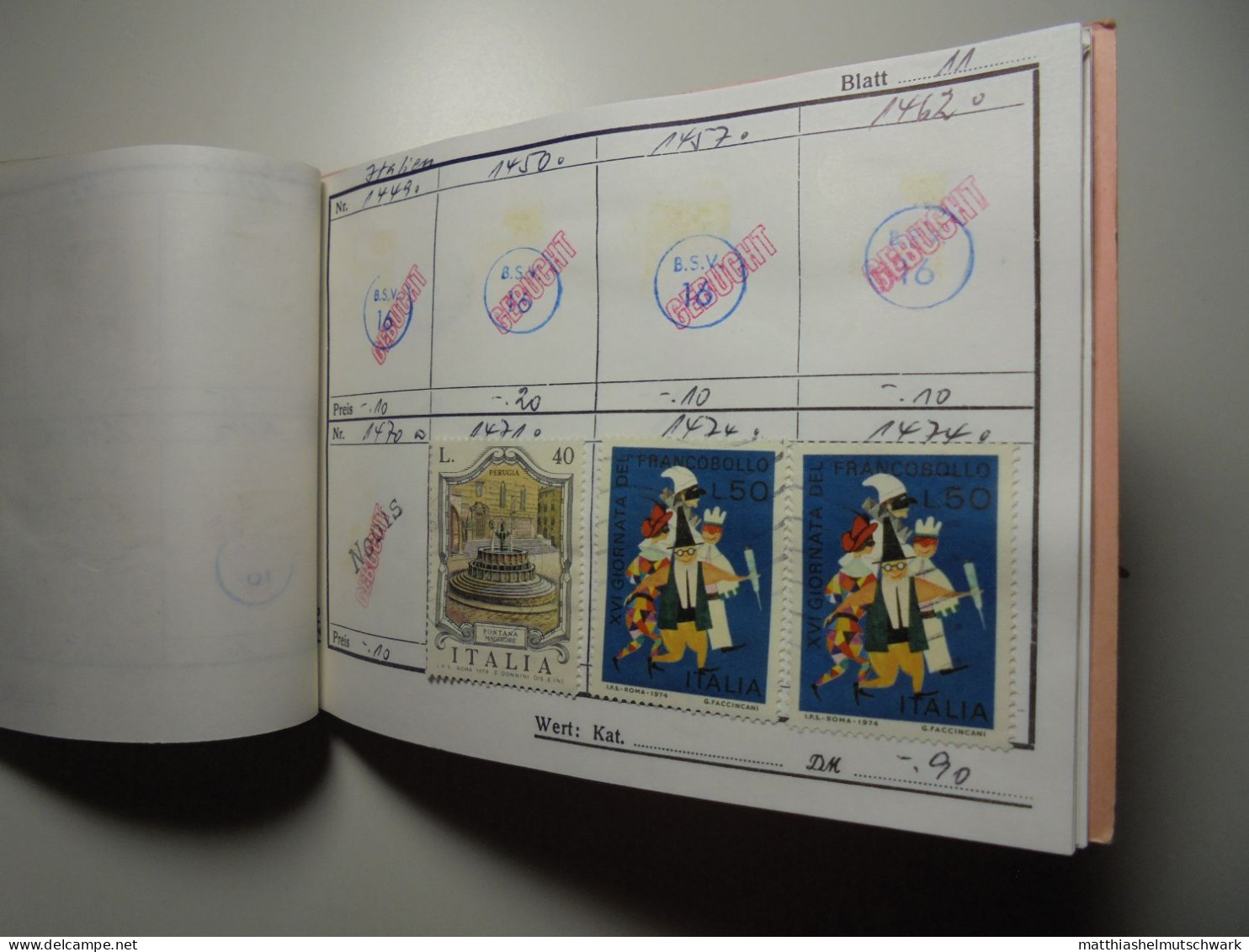 Auswahlheft Nr. 496 20 Blätter 116 Briefmarken xx Italien 1953-1979/Mi Nr. 1258-1645, unvollständig Ca.