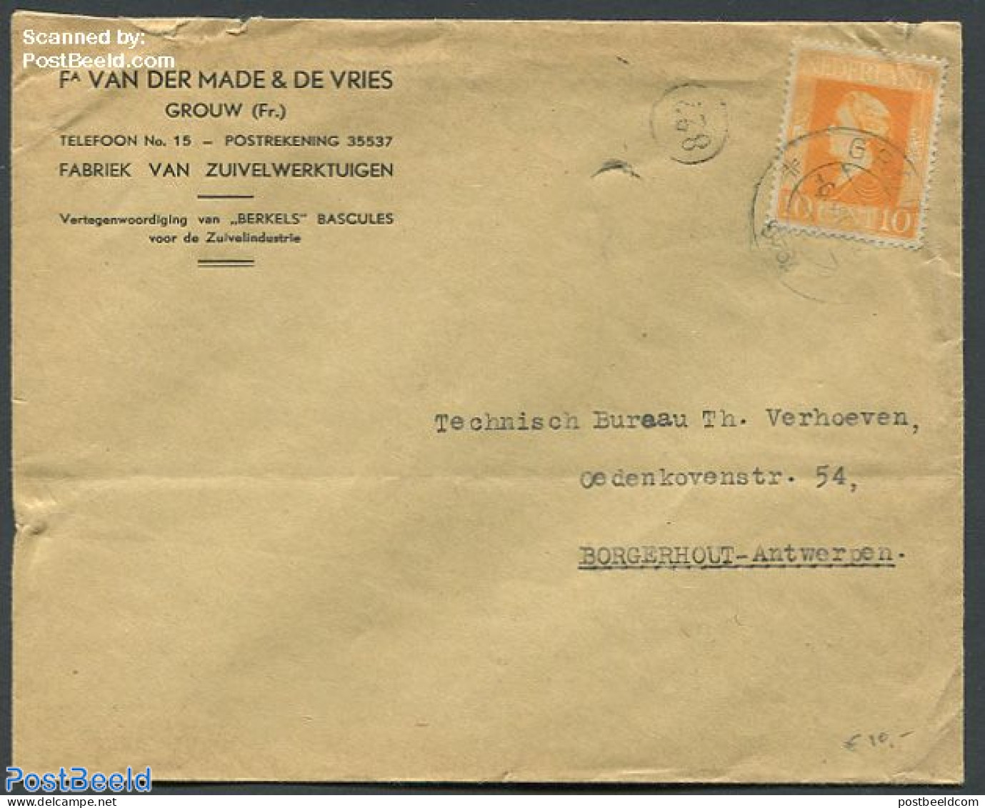 Netherlands 1944 Cover To Antwerpen With Nvhp No. 433, Postal History, History - Kings & Queens (Royalty) - Cartas & Documentos