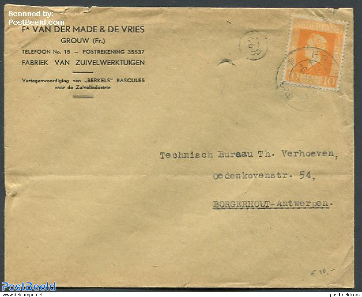 Netherlands 1944 Cover To Antwerpen With Nvhp No. 433, Postal History, History - Kings & Queens (Royalty) - Brieven En Documenten