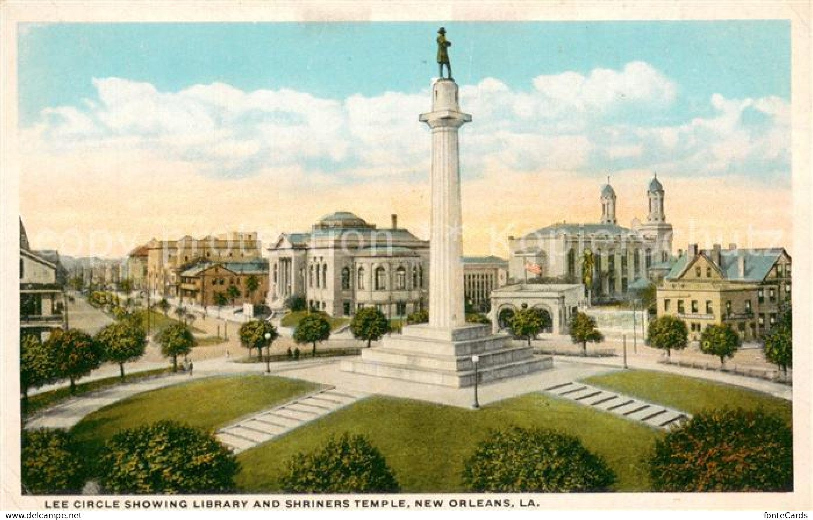 73681497 New_Orleans_Louisiana Lee Circle Showing Library And Shriners Temple - Other & Unclassified