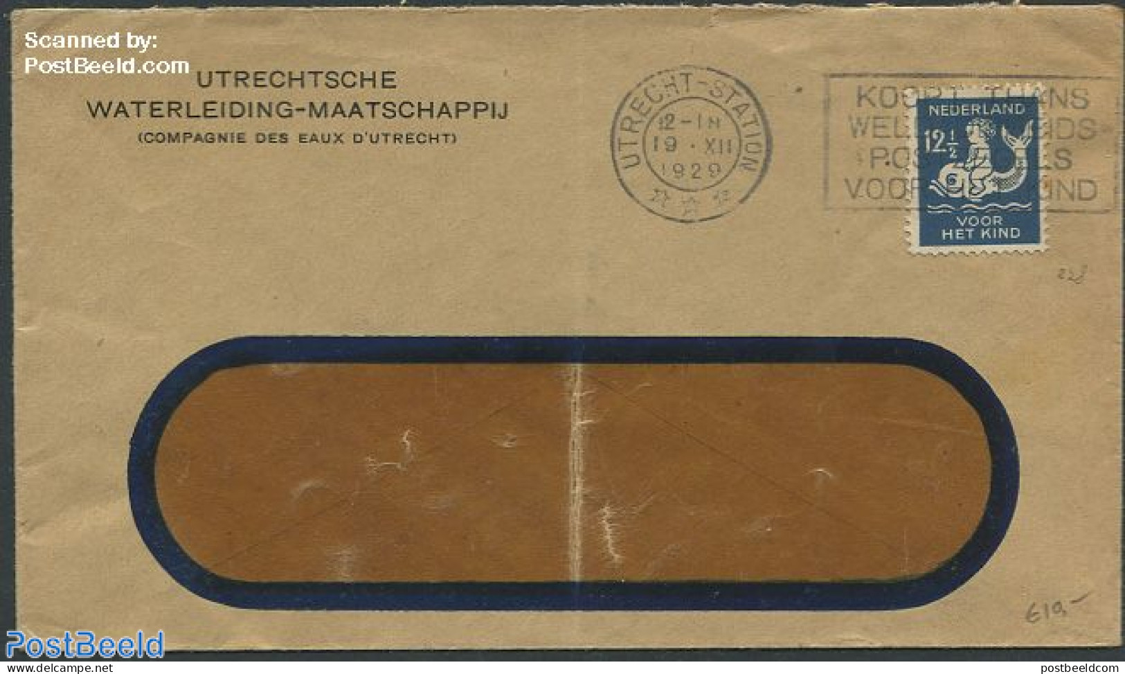 Netherlands 1929 Cover From Utrecht With Nvhp No.228, Postal History, Art - Children Drawings - Cartas & Documentos