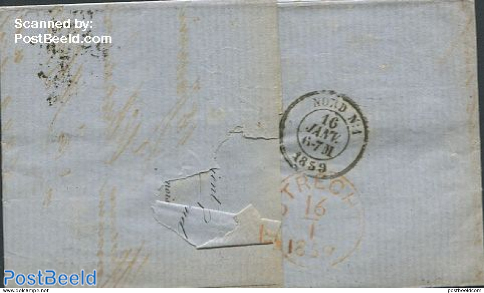 Belgium 1859 Folding Letter From Ghent To Utrecht, Postal History - Lettres & Documents