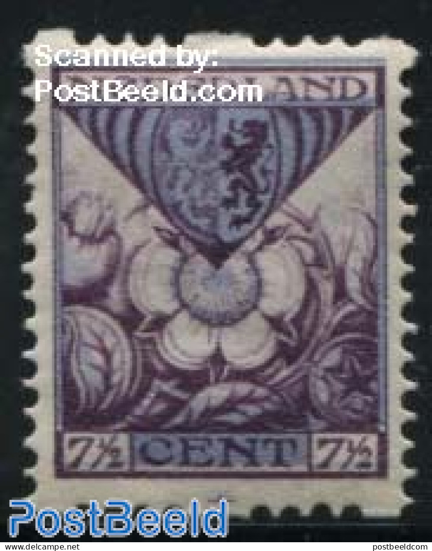 Netherlands 1925 7.5+3.5c With Color Cross In Border, Unused (hinged), History - Nature - Coat Of Arms - Flowers & Pla.. - Ungebraucht