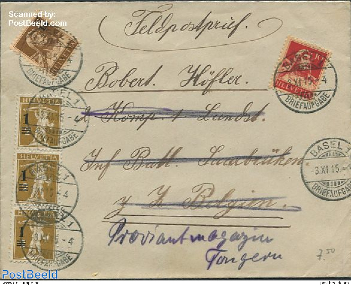 Switzerland 1915 Envelope From Basel, Postal History - Lettres & Documents